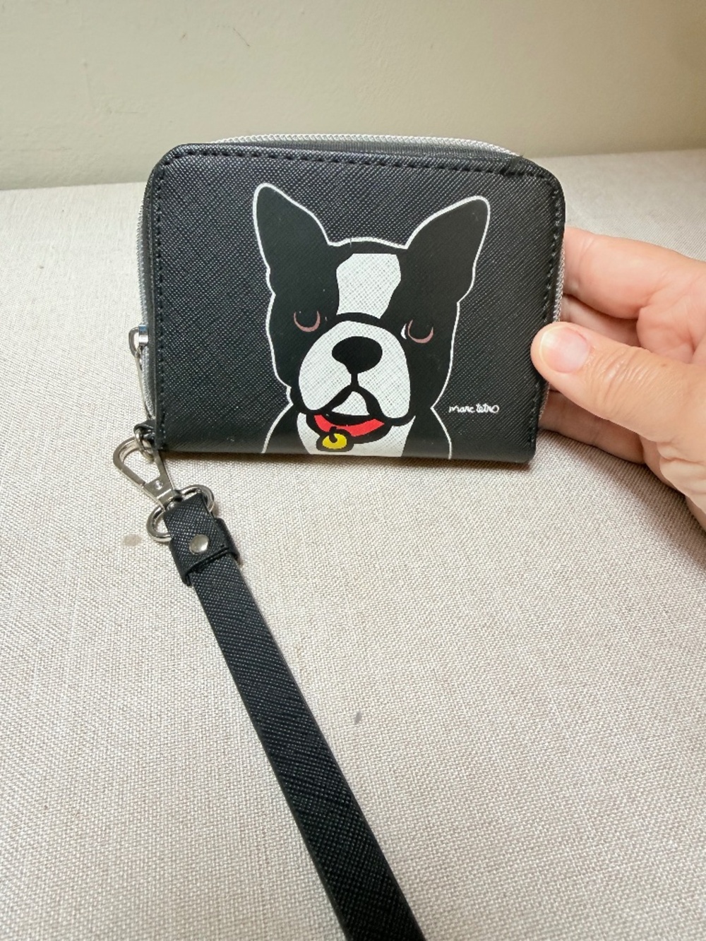 Marc Tetro Boston Terrier Dog Zippered Wristlet Wallet